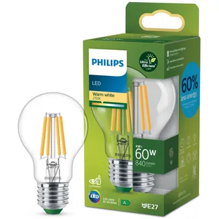 Philips LED-Leuchtmittel ultraeffizient E27 Glühlampenform 4W 840lm Klar