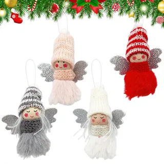 Weihnachtsengel Anhänger, 4 Stück Weihnachtsbaum Deko, Engel Anhänger, Tannenbaum Deko, Weihnachtsbaumschmuck,Christbaumschmuck Engel, Weihnachtsengel Figuren, Glücksbringer Silvester Baumschmuck