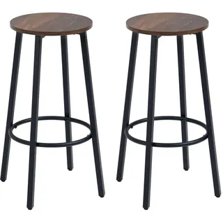 Homcom Barhocker Spanplatte Stahl Braun+Schwarz , Kunststoff , 42x65x42 cm , Esszimmer, Barmöbel, Barhocker