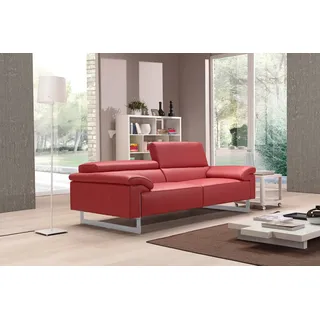 Egoitaliano 2,5-Sitzer »Malika, Designsofa mit hohem Sitzkomfort, edel und bequem« inkl. Kopfteilverstellung und chromfarbenen Metallfüßen, rot