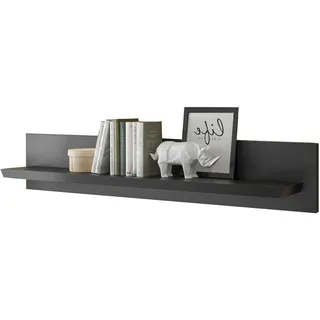 Furn.Design Wandboard schwarz matt, Wandregal 140 cm , Schwarz , Holzwerkstoff , Nachbildung , 140x45x22 cm , FSC Mix , Wohnzimmer, Regale, Wandboards