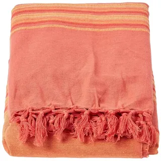 Homescapes Tagesdecke Morocco, terracotta gestreift, 150 x 200 cm, orange-Terracotta mit Fransen