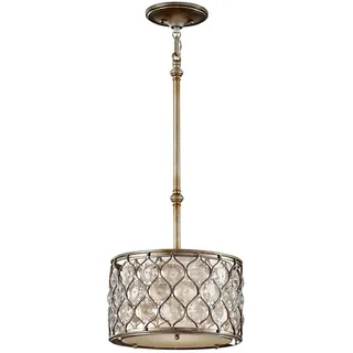 Elstead Lighting Hängeleuchte , Silberfarben , Metall, Glas, Textil , 36 cm , Grüner Punkt, RoHS , Lampen & Leuchten, Leuchtenserien