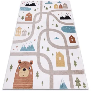 RugsX Teppich fun Polar für Kinder, Straßen, Wald, creme Textil, Rechteckig, 120x170 cm , Böden, Teppiche, Teppich Kinderzimmer