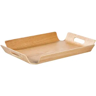 Novel Tablett , Naturfarben , Holz , Weide , Sperrholz , Holz , rechteckig , 28.5x39.5 cm , Geschirr, Tischkultur & Serviergeschirr, Tabletts