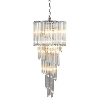 Casa Padrino Luxus Hängeleuchte Eiszapfen Design aus Glas und Edelstahl, 95 x 40 cm, 7x E14