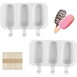 2 Stück Eisformen, Eisformen Silikon Formen,Stieleisformen,Bpa Frei Kuchen Eis Am Stiel Backform, Mit 50 Eisstiele Aus Holz