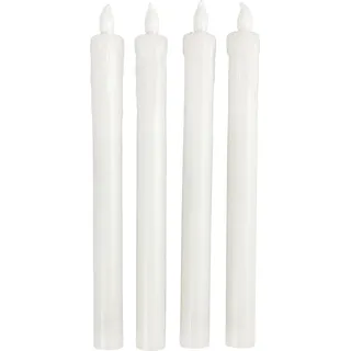 Creative 52365 LED-Kerze, 24,5 cm hoch, 20 mm Durchmesser, Weiß, 4 Stück