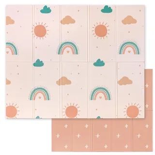 Spielmatte Baby - Krabbelmatte Baby 150x180x1cm - Krabbelmatte Wendbar, Faltbar, Wasserabweisend - Schaumstoff Babymatte - Baby Spielmatte -Sweety Fox (Rosa)