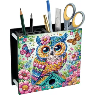 DCIDBEI Diamond Painting Stiftehalter 13x12cm Diamant Painting Schreibtisch Organizer Kann Bleistifte Buntstifte Verschiedene Schreibwaren aufnehmen Multifunktionaler Stiftehalter Schreibtisch Eule