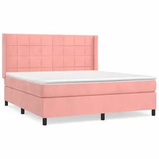 vidaXL Boxspringbett mit Matratze Rosa 160x200 cm Samt - Rosa
