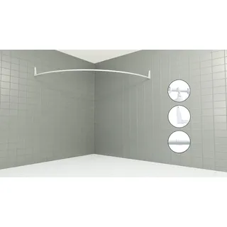 Erica Eck-Duschvorhangstange 140 x 140 cm – Weiß – 100% Rostfrei | 140x140 cm, Wandmontage, Keine Deckenbefestigung Erforderlich, Gebogene Duschstange, Weiß Pulverbeschichteter Stahl, Rostfrei