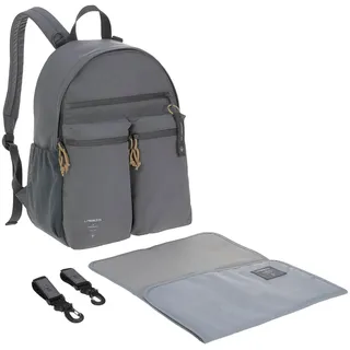 LÄSSIG Baby Wickelrucksack mit Wickelunterlage, Kinderwagenbefestigung/Casual Urban Backpack anthracite