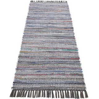carpetfine Kelim Chindi Wendeteppich 75 x 240 cm Grau