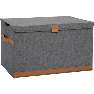 Storage Truhe,Holz/Karton verstärkt, BOXX'N SMILE®, 62x37,5x39cm, Leinen-Polyester, Farbe grau - 14469 - Grau