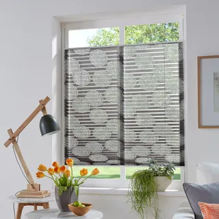 MY HOME Plissee »BELUM« Lichtschutz ohne Bohren verspannt im Fixmaß, Ausbrenner, Kreise, Blumen, Klemmträger, grau