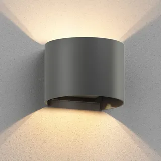 ledscom.de Wandleuchte RUNEL für außen, IP65, Up-/Downlight, anthrazit matt, rund, 1x G9 max. 10W