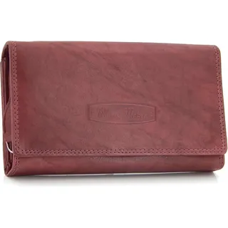 Damen-geldbörse XXL aus Rindsleder mit RFID Leder-Geldbörse mit vielen Fächern für Frau (Bordo) - Rot