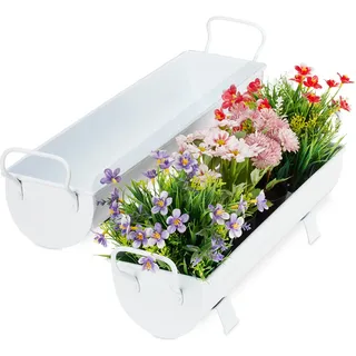 Relaxdays Blumenkasten Dachrinne 61 x 14 x 16,5 cm Weiß