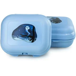 Tupperware To Go Mini-Twin Größe 1 kleine Brotdose Twin Schule Kindergarten (hellblau Winter Set 2er)