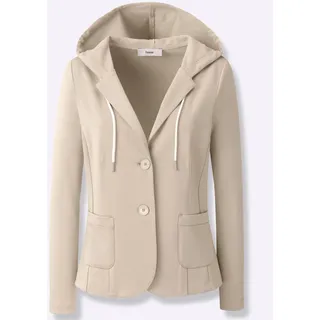 Sweatblazer HEINE "Sweatblazer", Damen, Gr. 38, beige (sand), 76% Polyester, 20% Viskose, 4% Elasthan, Blazer Sweatblazer