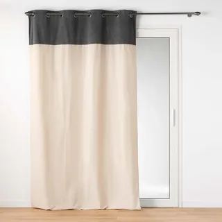 Douceur d'Intérieur Tessa Ösenvorhang (140 x 240 cm), Anthrazit, Polycotton und einfarbige Boucléoberseite