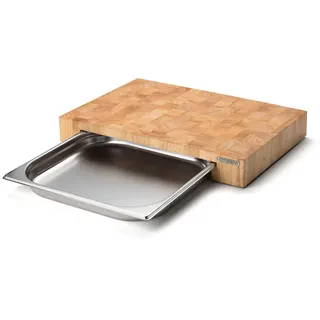 Continenta Schneidebrett Handarbeit mit Edelstahlschublade 1-tlg. 48 x 32,5 cm Beige