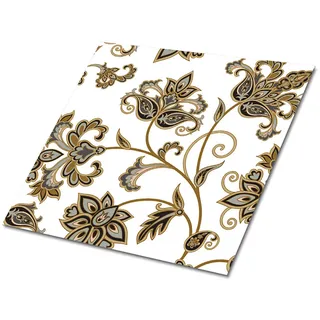 Tulup Selbstklebende Wandfliesen 9 Stück 30x30 cm - Blumenschmuck , Weiß , Textil , Quadratisch , 30x1.6x30 cm , Tapeten & Wandverkleidungen, Wandtattoos & Sticker