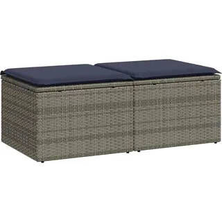 vidaXL 2-tlg. Garten-Sofagarnitur mit Kissen Grau Poly Rattan Akazie - Grau