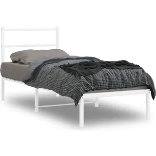 vidaXL Bettgestell mit Kopfteil Metall Weiß 120x200 cm