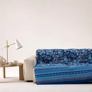 Bassetti Granfoulard Möbelüberwurf, für Sofa aus Baumwolle, Universalüberwurf (Tagesdecke, Picknick, Vorhang, Tischdecke) 180 x 270 cm (VARIGOTTI BLAU)