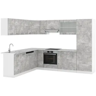 Vicco Winkelküche R-Line L-Form 227 x 287 cm grau/weiß
