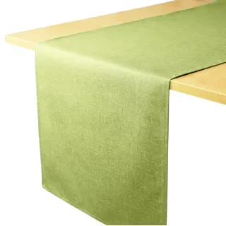 Decomira Tischläufer wasserabweisend Leinen-Optik - Fleckschutz, abwaschbar - Als Garten-Tischdecke Outdoor für Esstisch - Grün - 30x100 cm
