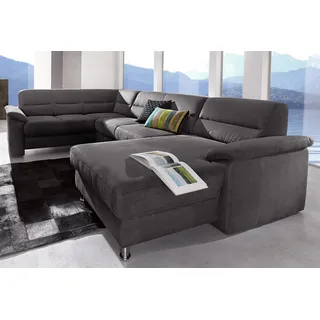 sit&more Wohnlandschaft »Top Ascara U-Form«, inklusive Boxspring/Federkern-Polsterung, wahlweise mit Bettfunktion, grau