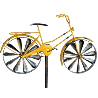 DanDiBo Gartenstecker Metall Fahrrad XL 160 cm Gelb 96101 Shabby Windspiel Windrad Wetterfest Gartendeko Garten Gartenstab Bodenstecker - Gelb