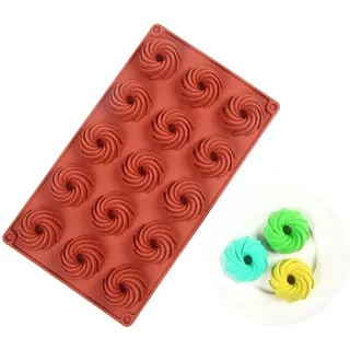 ZAMXHUG Mini Gugelhupfform 15er - Mini Donut Backform Gugelhupfformen, Silikon spiralförmige Gugelhupf Kuchenform aus Silikon für Schokolade, Muffins, Brownies, Kuchen, Pudding(29x17x2.2cm)