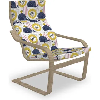 ABAKUHAUS Löwe Poäng Sessel Polster, Tiere im skandinavischen Stil, Sitzkissen mit Stuhlkissen mit Hakenschlaufe und Reißverschluss, Senf Dark Indigo - Gelb