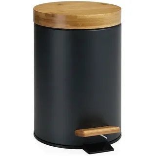Andrea House Badezimmer-mülleimer Aus Bambus 3l 17x26 Cm - Black - One Size