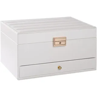 Yieseang Schmuckkästchen Weiß,Schmuckkasten Mädchen, Schmuckaufbewahrung mit Schublade,Schmuck Organizer,Jewelry Organizer für Ohrringe,Ringe,Uhren,Geschenk für Frauen,Weihnachten,Geburtstags