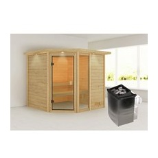 KARIBU Sauna »Tabea«, inkl. Saunaofen mit integrierter Steuerung, für 4 Personen - beige