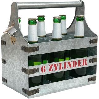 DanDiBo Ambiente DanDiBo Bierträger Metall mit Öffner Flaschenträger 6 Zylinder V6 96402 Flaschenträger Flaschenöffner Flaschenkorb Männerhandtasche Männergeschenke