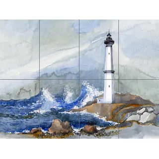 Artery8 Lighthouse Nautical Painting XL Giant Panel Poster (8 Sections) Leuchtturm Gemälde