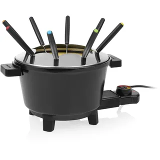 Princess Fondue Black, 1,5L Kapazität, Einstellbarer Thermostat, Keramikbeschichtung, 8 Edelstahlgabeln, Cool-Touch-Griffe, 800W, Rutschfeste Füße, 01.173110.01.001