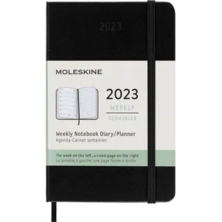 Moleskine Wochenplaner 2023, 12-Monats-Wochenkalender, Wochenplaner und Notizbuch, Hardcover, Taschenformat 9 x 14 cm, Farbe Schwarz