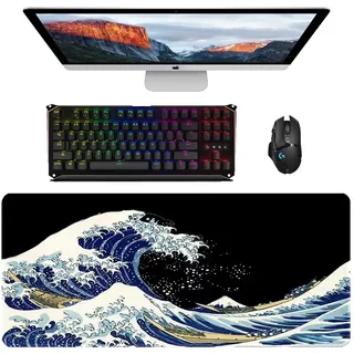 Großes Gaming-Mauspad mit genähten Kanten, XXL Mauspad Gaming, 900x400x3 mm Gaming-Mausmatte, Waschbares Tastaturpad, Schreibtischmatte, Erweitertes Mauspad für Gamer Desktop Büro Home (L-194)