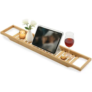 Torrex® 30540 Badewannenregal aus Bambus in verschiedenen Größen Badewannenablage (74 x 15 x 3,5 cm)