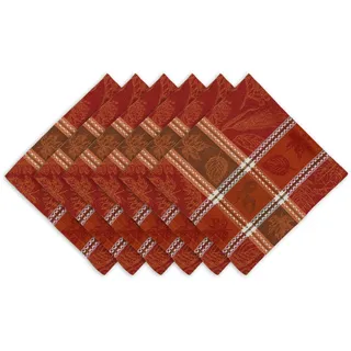 DII Traditionelle Ernte Weizen-Jacquard-Kollektion Thanksgiving Herbst Tischdekoration Damast Baumwolle, Stoff, Weinrot Botanical, Square Napkin Set, 20x20, 6