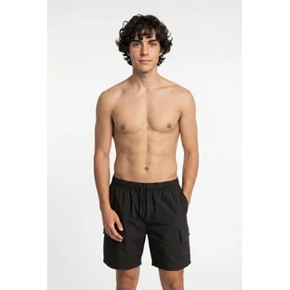 Badeshorts VANS "PRIMARYCARGOLOOSEELASTICBOARDSHORT", Herren, Gr. XL, N-Gr, schwarz, Obermaterial: 61% Baumwolle, 39% Polyester, Badehosen Badeshorts, aus Baumwolle und Polyester, lässige Passform