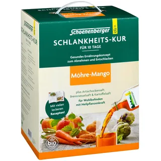 Schoenenberger - Schlankheits-Kur "Möhre-Mango" Fruchtig - Set mit Möhre-Apfel-Mango, Artischocken-, Brennnessel-, Kartoffelsaft - gesundes Ernährungskonzept zum Abnehmen - Saftkur für 10 Tage - bio