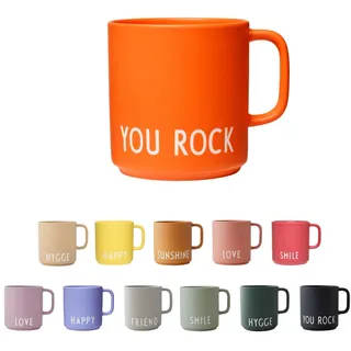 Design Letters Kaffeebecher mit Henkel | Ideal als Weihnachtsgeschenke für Frauen, Männer, Weihnachtsdeko, Tischdeko | Lieblingsmensch Geschenk | Porzellan Kaffeetasse | Tasse mit Spruch ORANGE 250 Ml